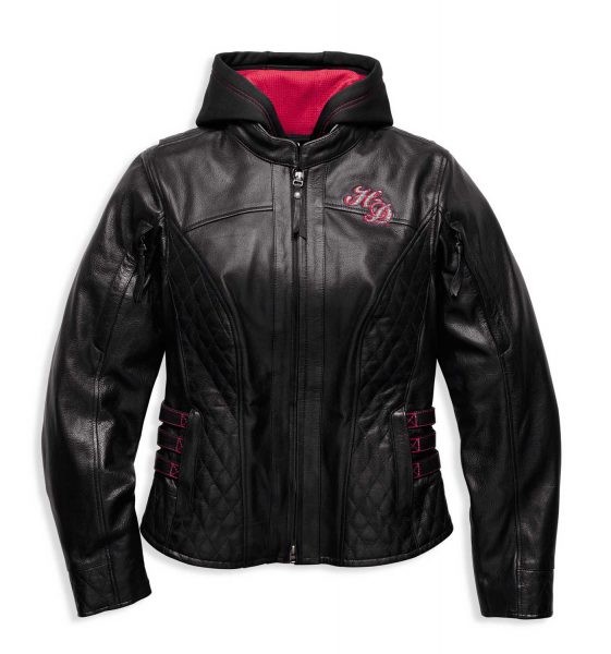 Women's Black Scroll Skull 3-in-1 Leather Jacket